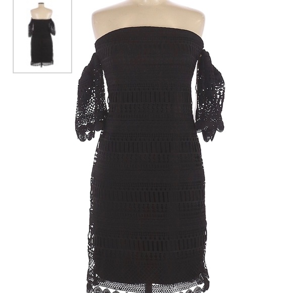 Leith black off-shoulder cocktail dress - Picture 2 of 3